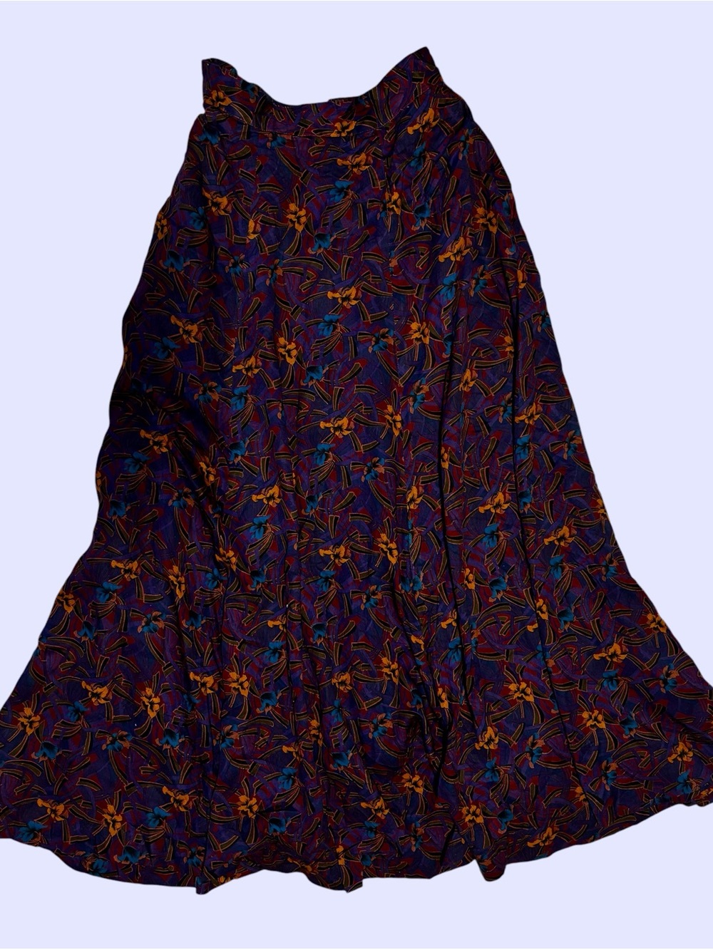 Dior Purple Midi Skirt with Orange and Teal Floral Motif
